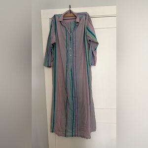 Multicolor Striped 3/4 Sleeve Pullover Kaftan